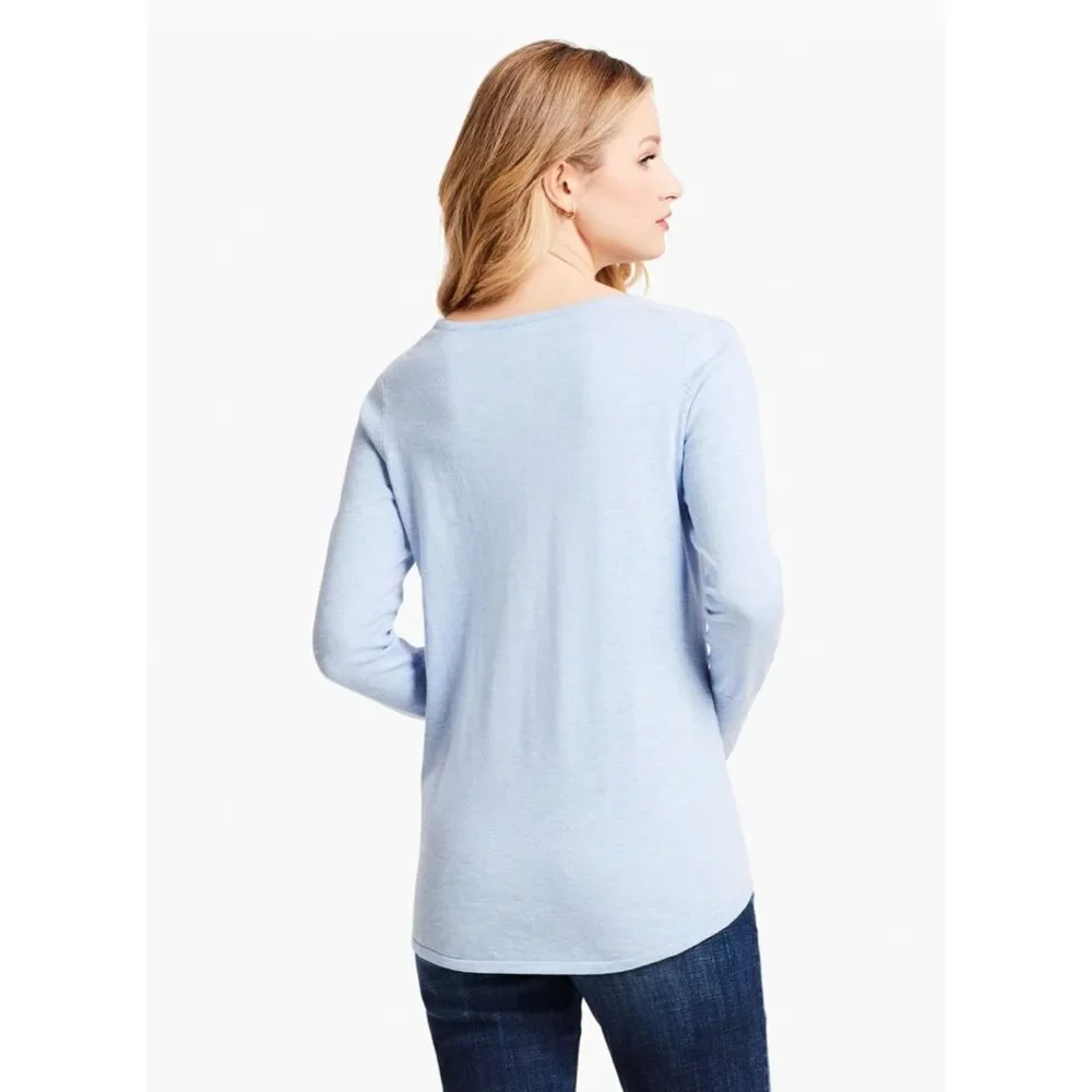 NIC + ZOE Vital V-Neck Sweater, Light Blue, Sz L